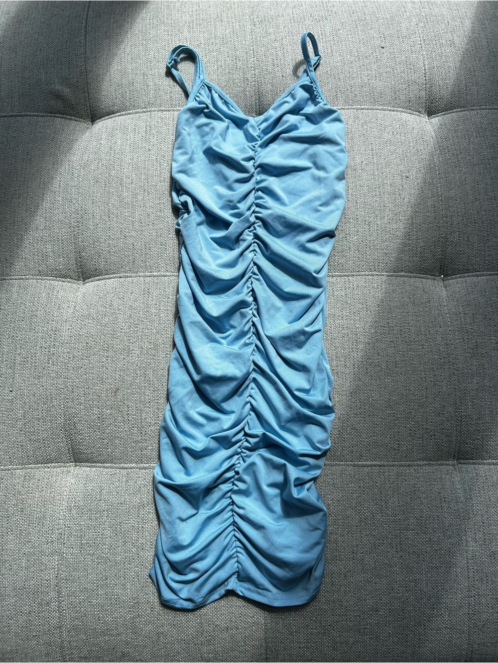 SHEIN Sky Blue Ruched Mini Slip Dress
